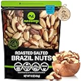 NUT CRAVINGS - Brazil Nuts Roasted & Salted - No Shell, Whole (16oz - 1 LB) Packed Fresh in Resealable Bag - Healthy Protein Food Snack, Food Assortments