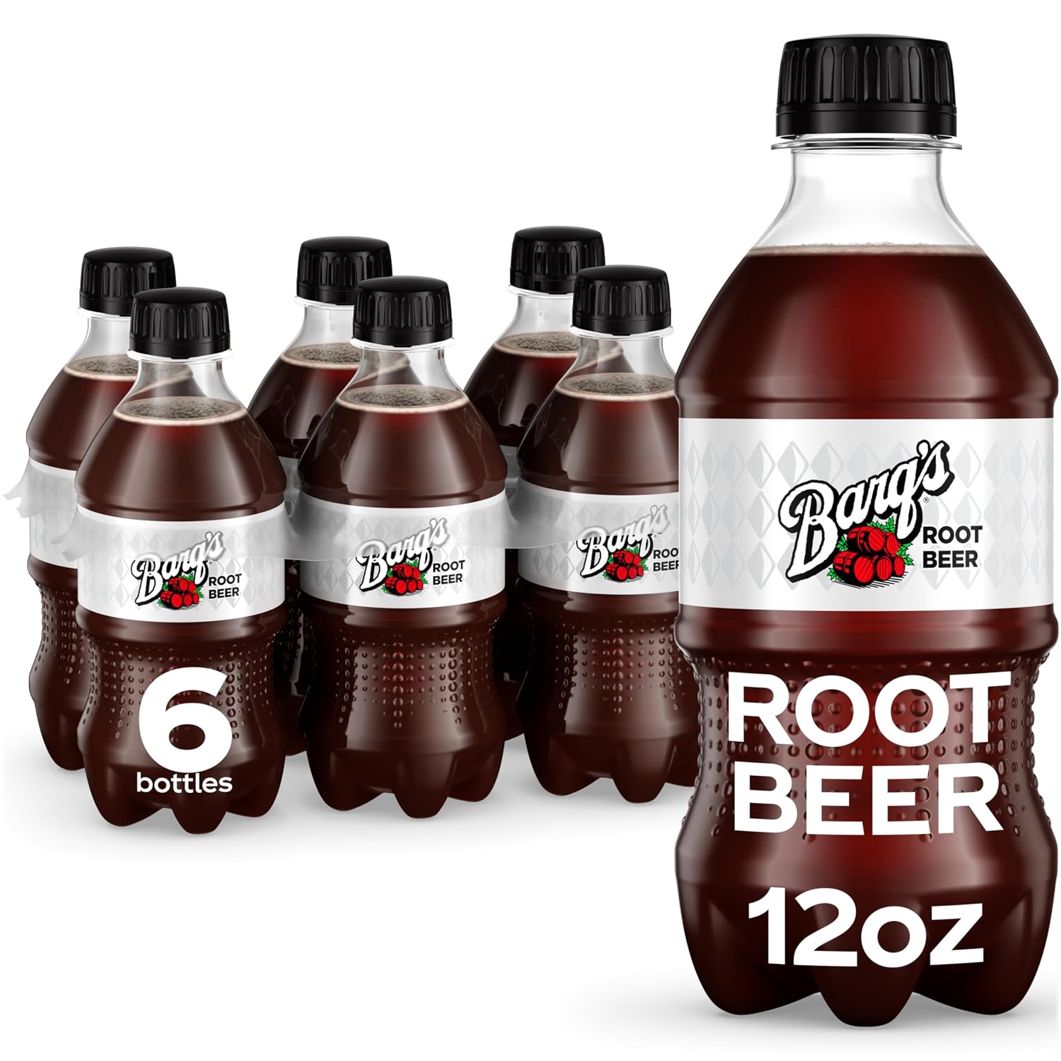 Barq's Root Beer 12 fl oz Bottles, 6 Pack - Bold Spicy Bite, Classic Refreshing Soda