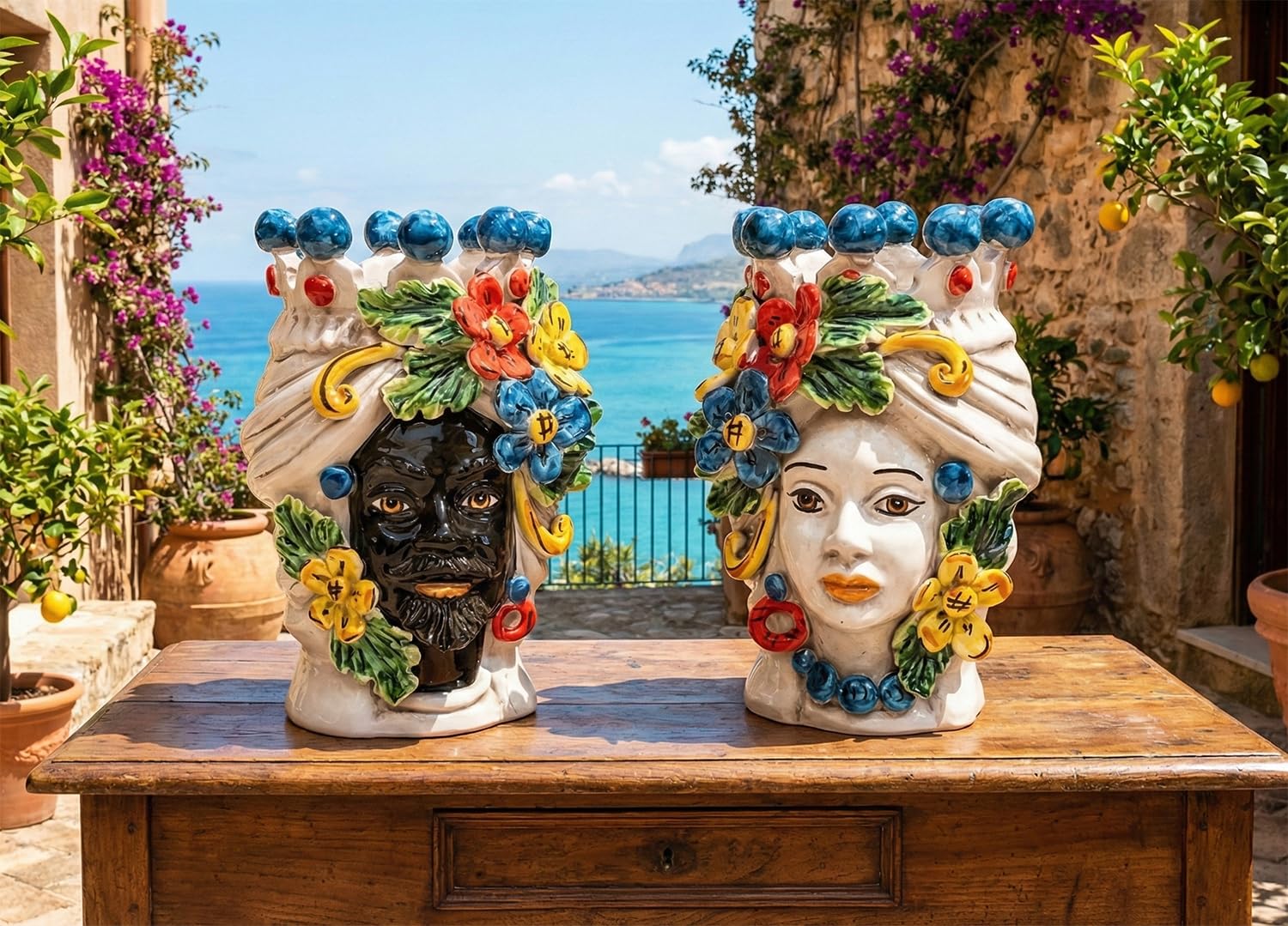 Cabezas de moro de cerámica siciliana para renovar salones aburridos con arte decorativo