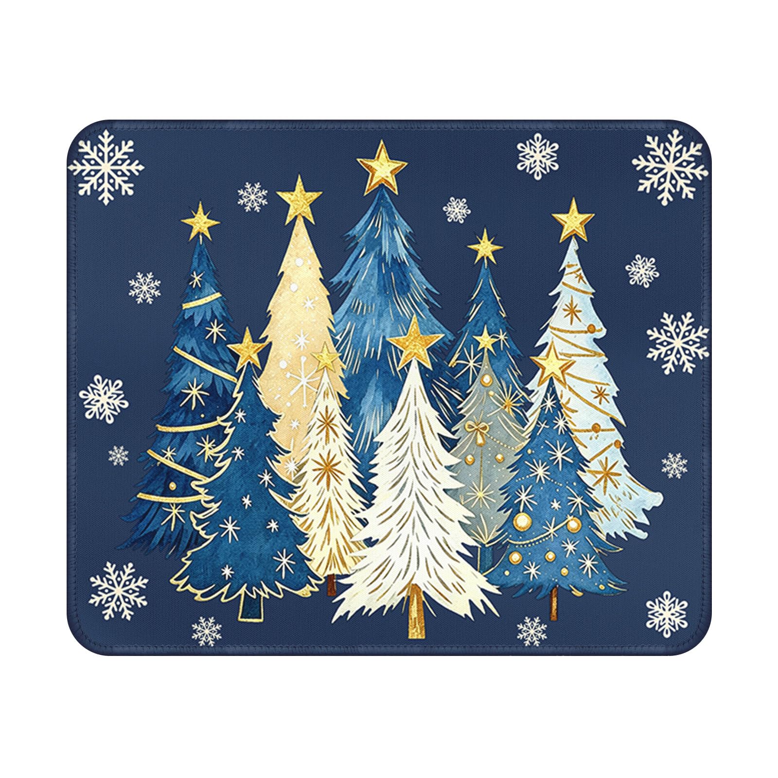 Blue Christmas Tree Mouse Pad 9.5x7.9 Inch with Anti-Slip Rubber Base