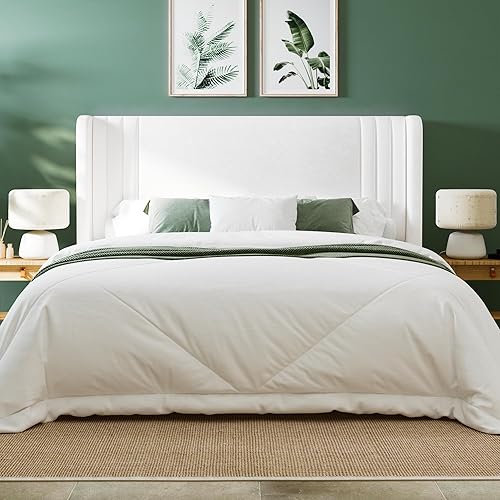 Miniatura 3 de Allewie Base de cama de plataforma de terciopelo tamaño Queen con cabecera acolchada vertical con respaldo alado, fácil montaje, almacenamiento