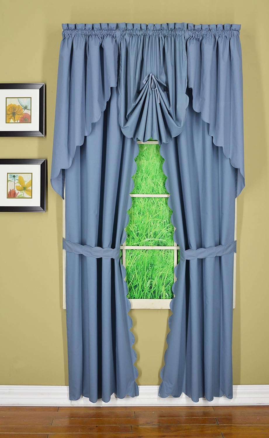 Today's Curtain Orleans 45" Panel Pair with Tiebacks Tambour Scallop