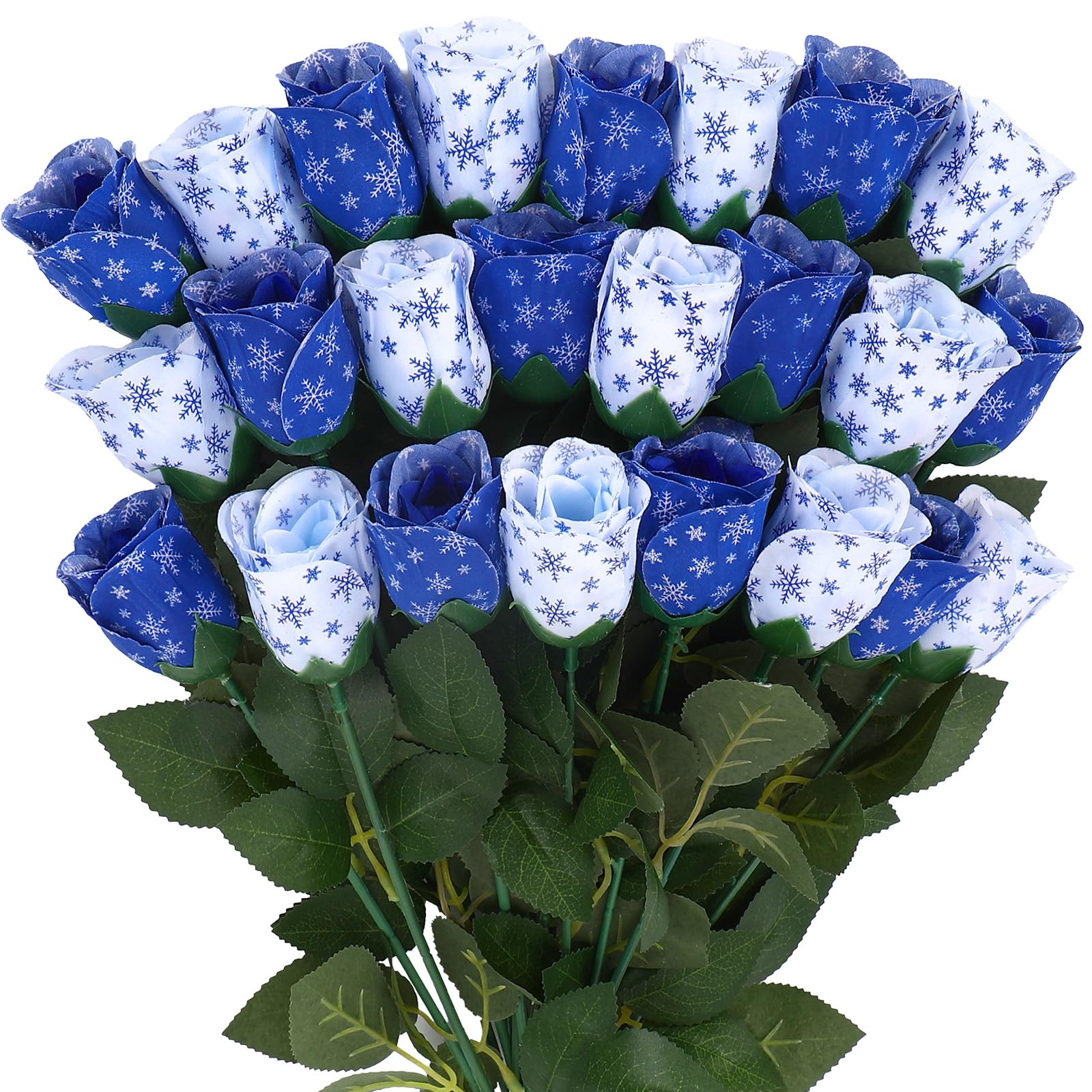 24 Pcs Christmas Winter Flower Snowflake Artificial Roses 17''