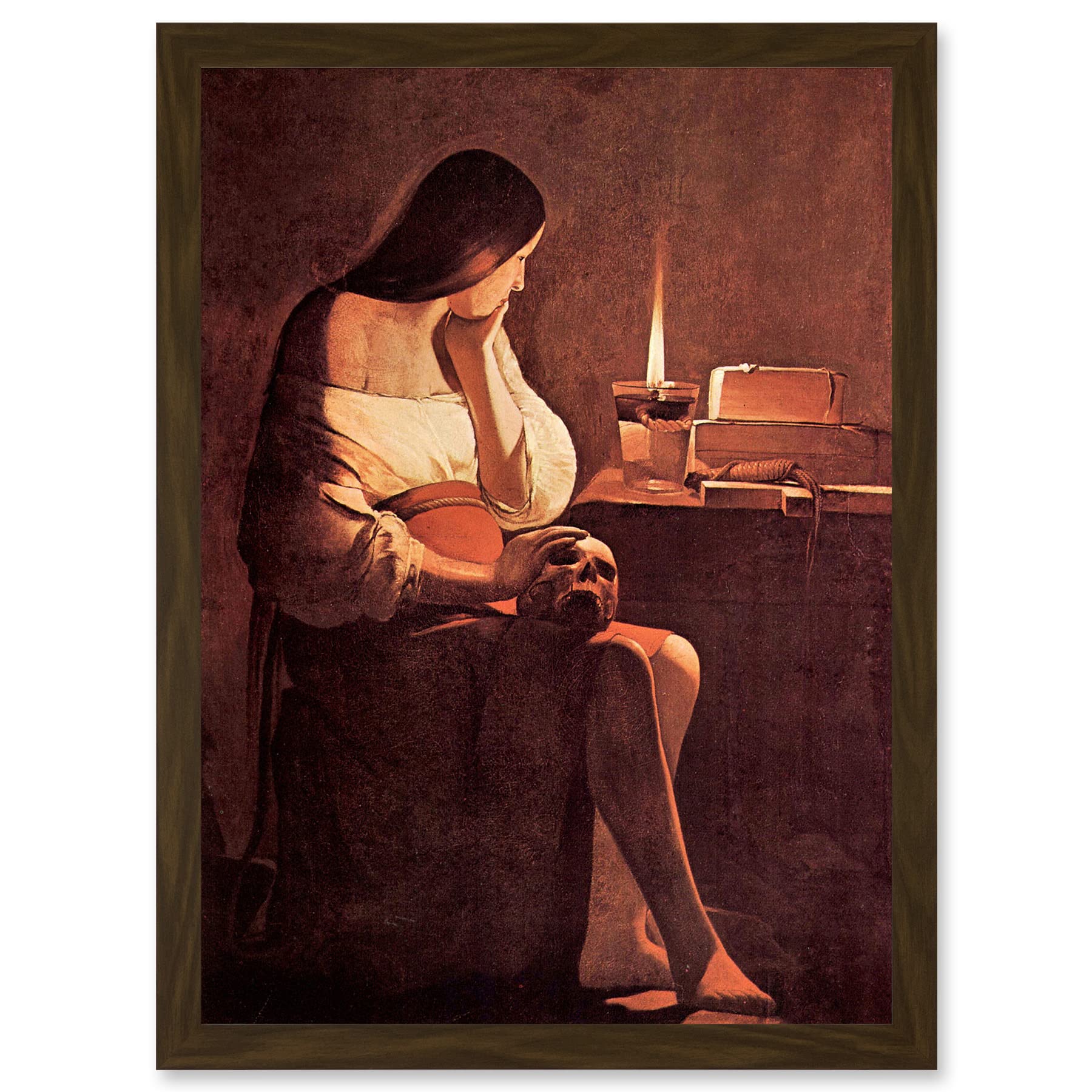 Wee Blue Coo Painting La Tour Mary Magdalene Old Master Artwork Framed Wall Art Print A4