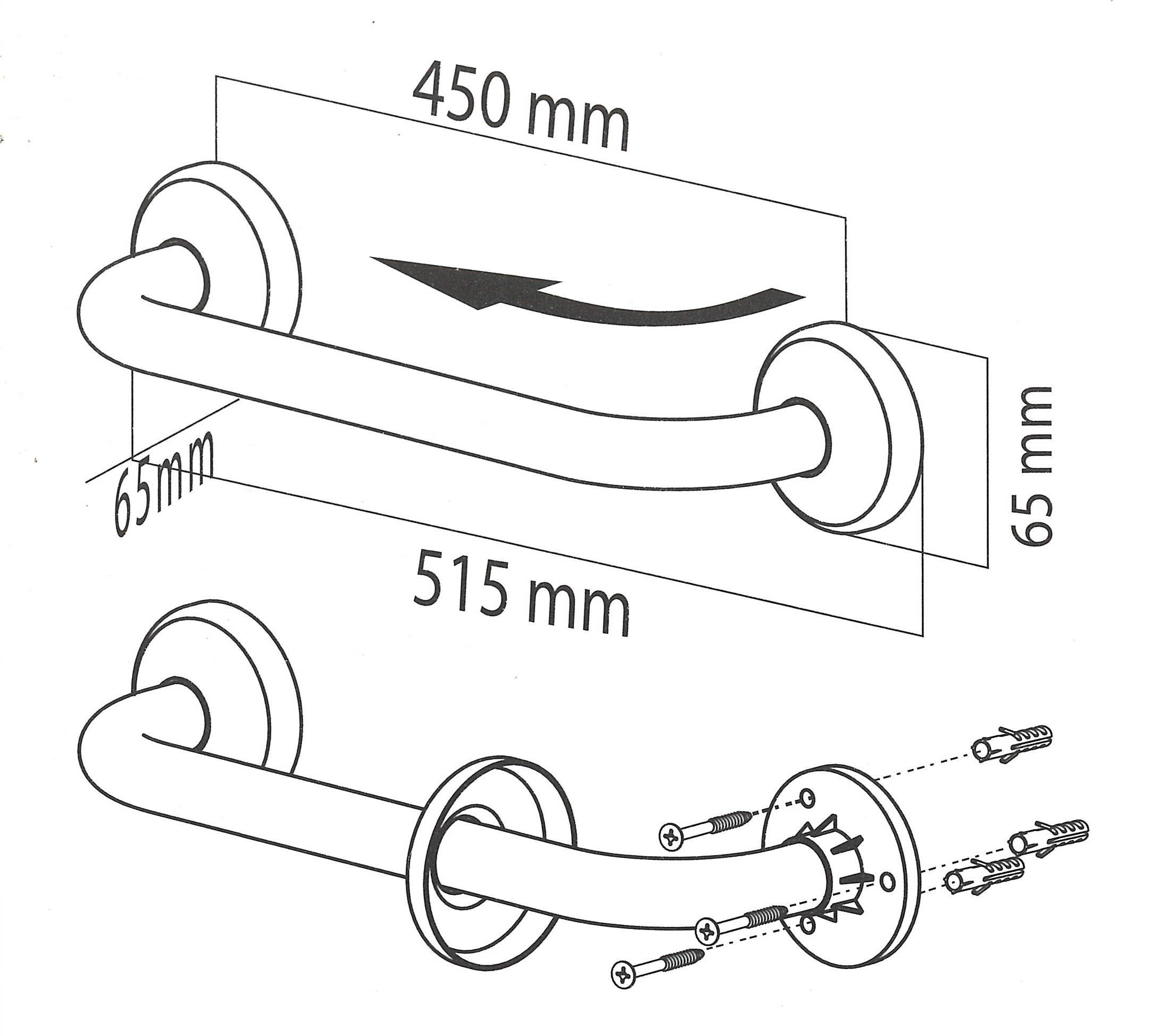 TIGER Libra Maniglione di Sicurezza 45 cm, Acciaio Inox Spazzolato