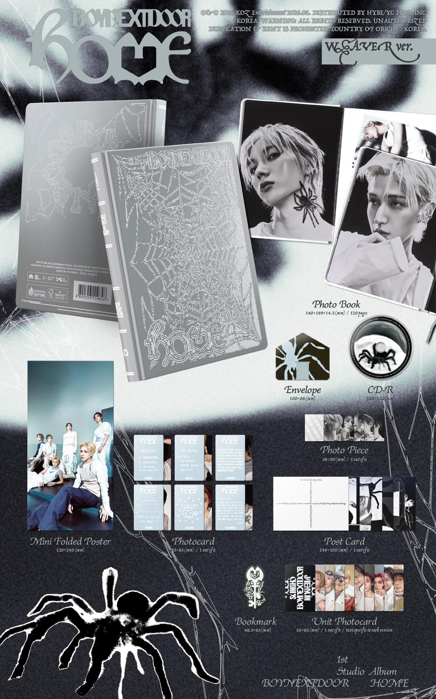 (Juego de 3 versiones: 1 estándar + 1 Sweet Home + 1 álbum Weverse) BOYNEXTDOOR HOME 1er álbum de estudio con seguimiento