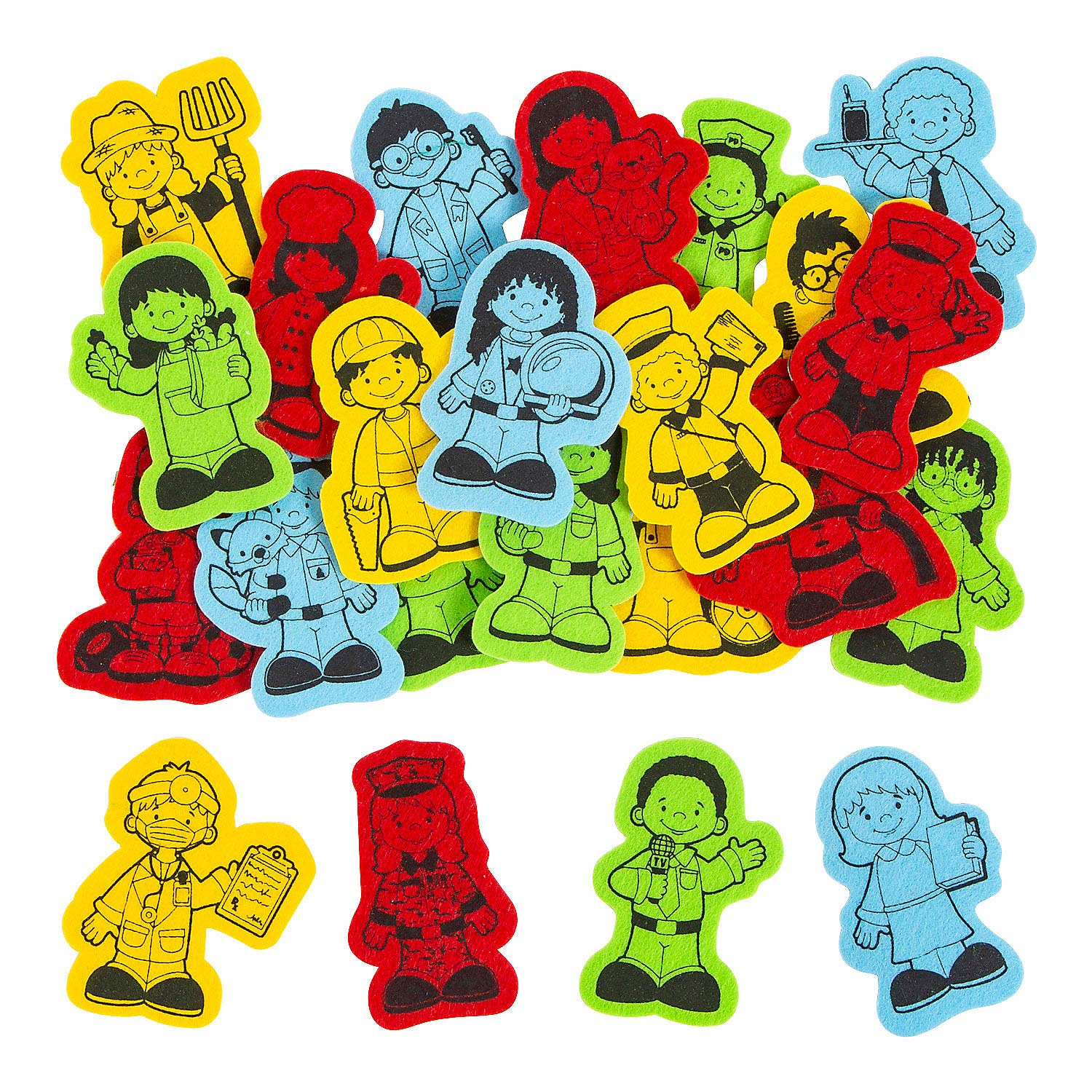 Fun Express Community Helpers Felt Shapes - 24 Pieces - Educational and Learning Activities for Kids