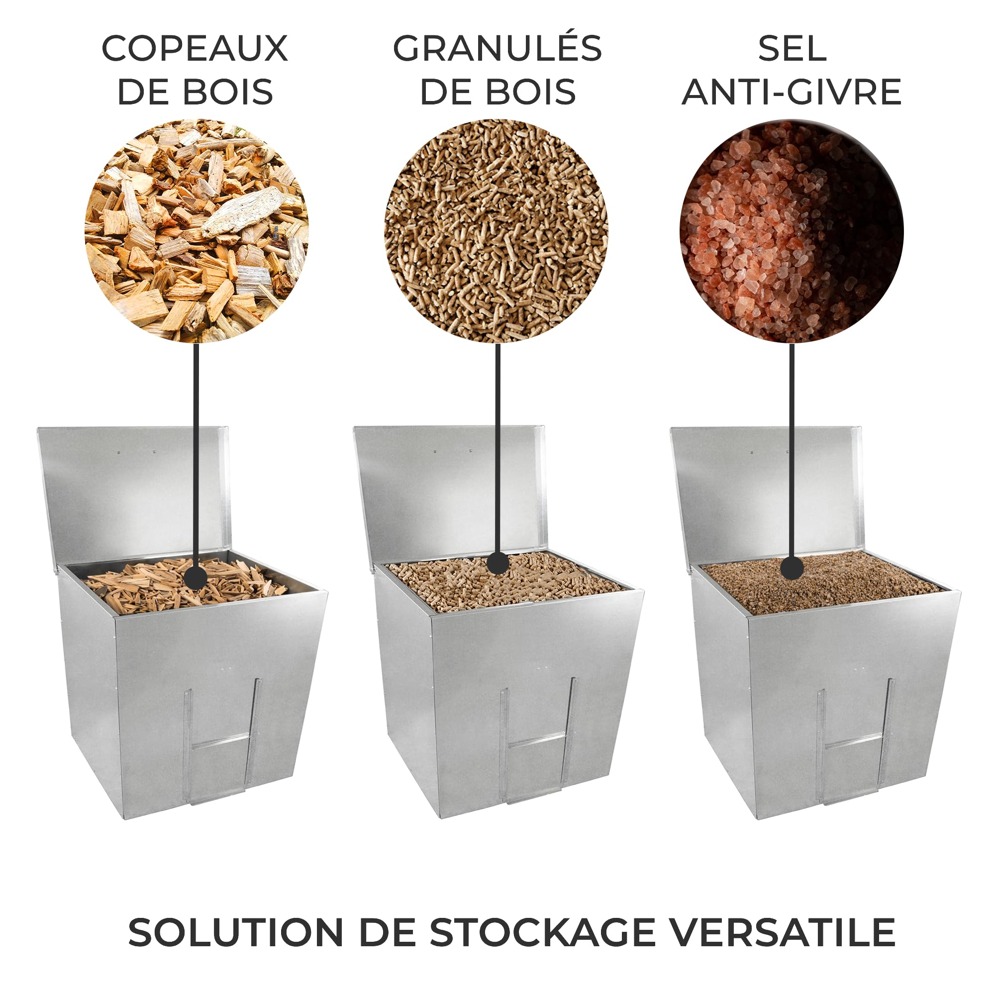 Conteneur à Charbon Premium - 250 kg/ 390 L | Robuste et Résistant à l'eau | Résiste aux Conditions Extrêmes | Pelle à Charbon Incluse | Facile à Assembler | Hiver Chaud et Sans Souci !