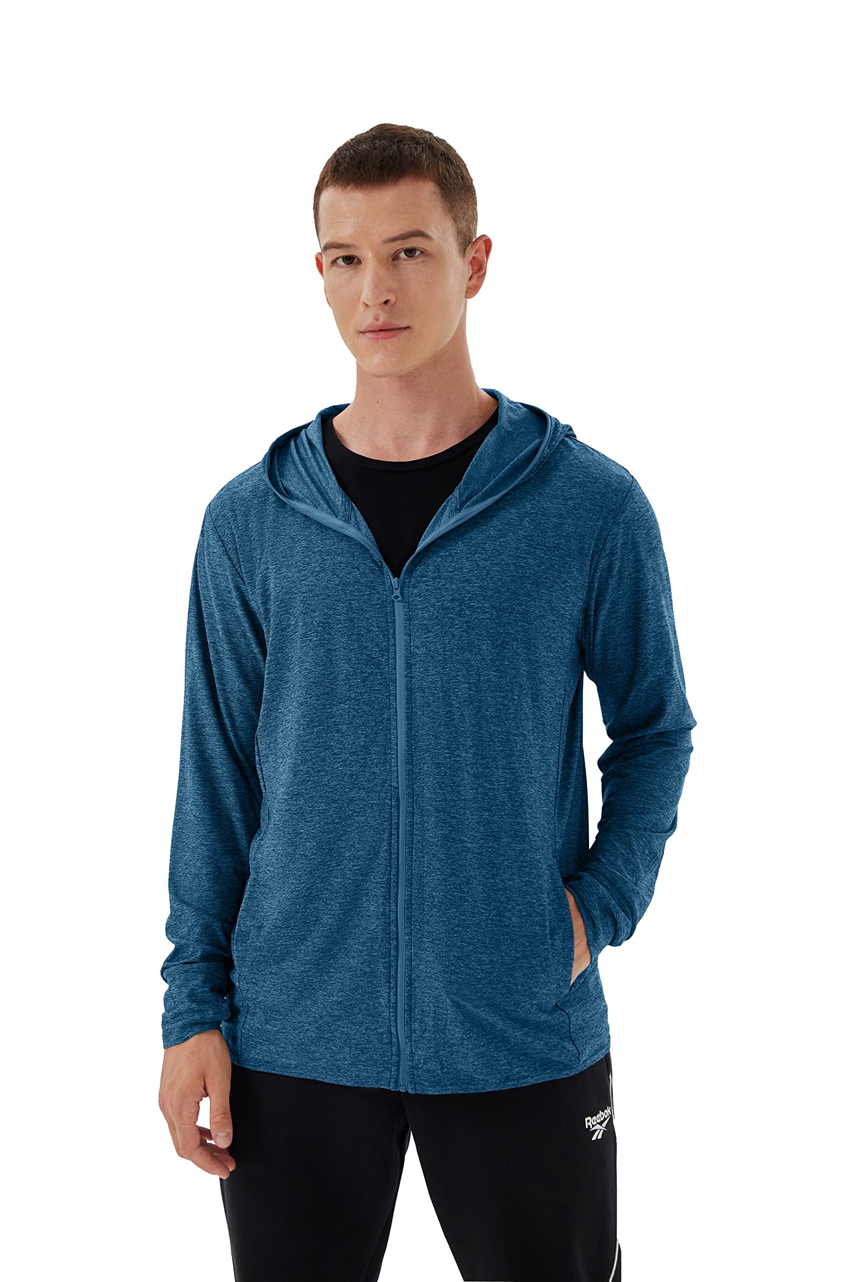 WoituryMens UPF 50+ UV Full Zip Sun Protection Hoodie Jacket with Thumb Holes Cooling Lightweight Fishing Hiking Cooling Shirts Men