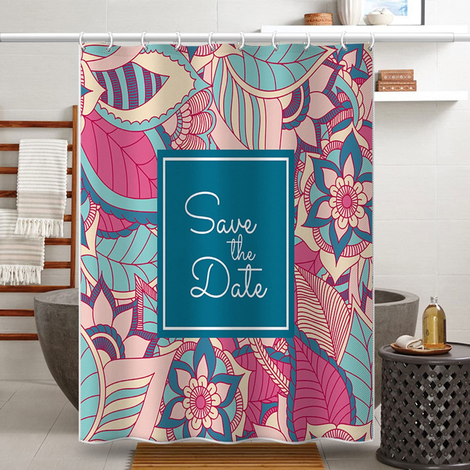 Rideau douche anti moisissure 180x200 polyester KnSam pour garder un sol de salle de bain sec