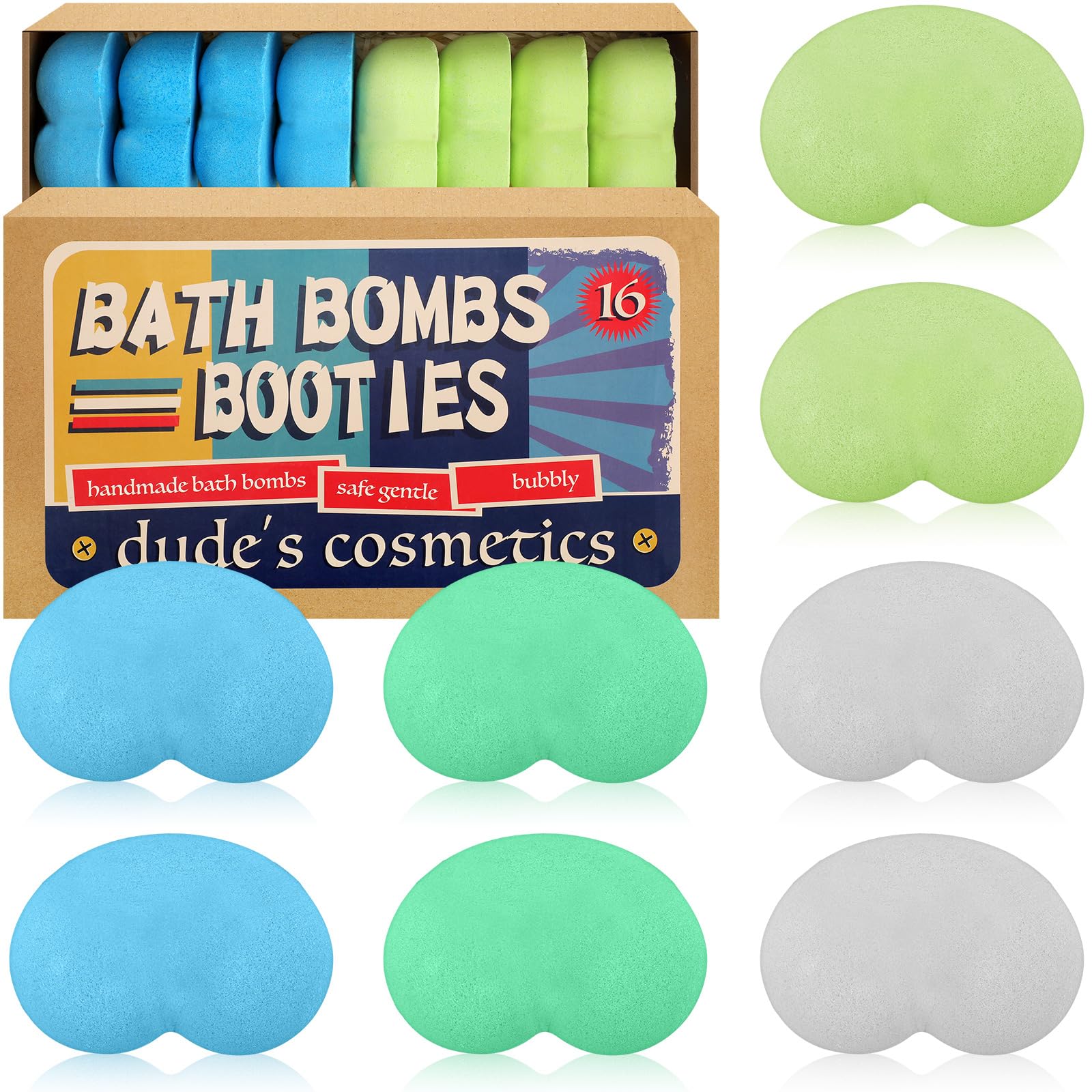 Dansib 16 Pcs Christmas Mens Bath Bombs XXL Large Booties Funny Bath