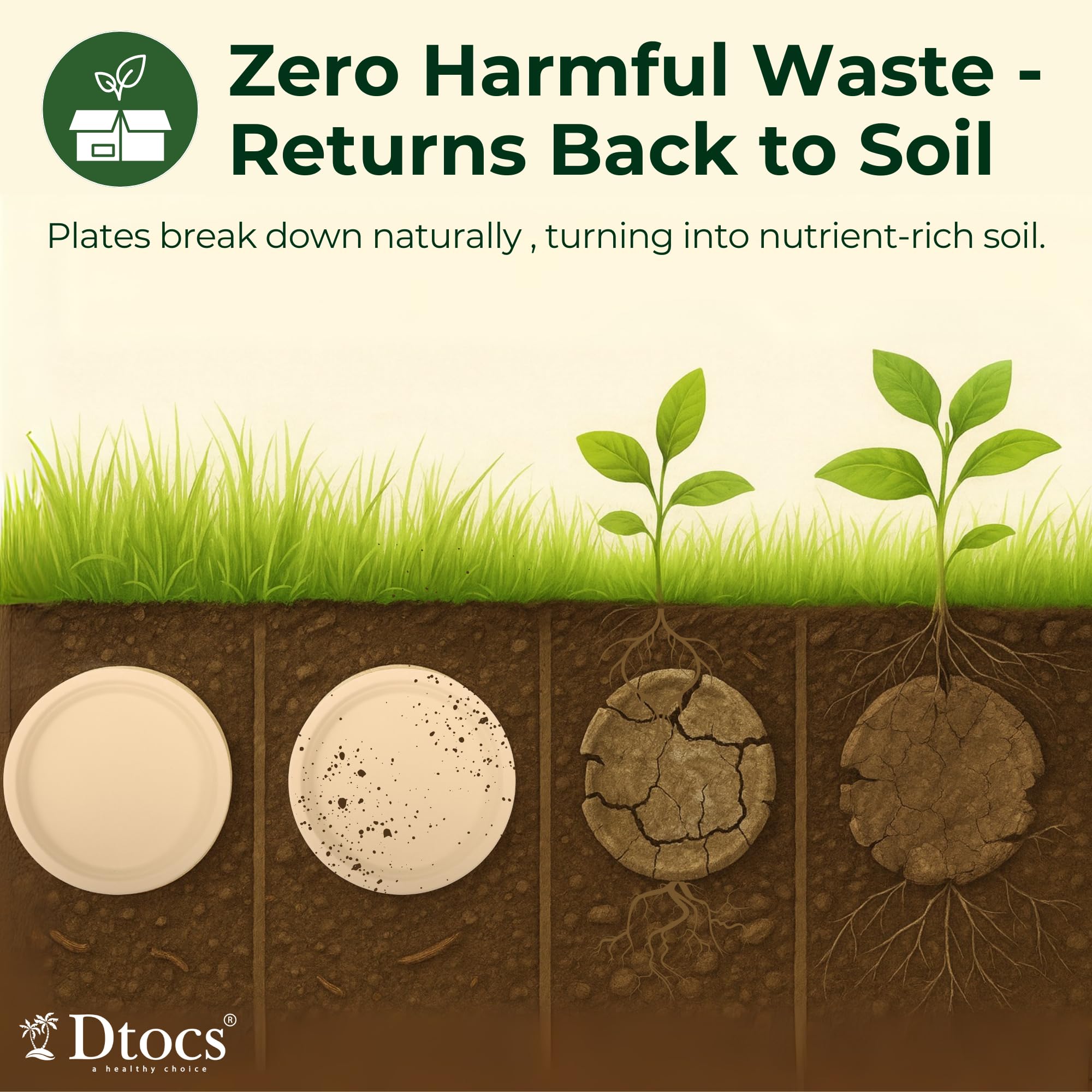Dtocs Bamboo Plates - 50 Pack, 10 Inch -8 Dtocs Bamboo Plates - 50 Pack, 10 Inch -8