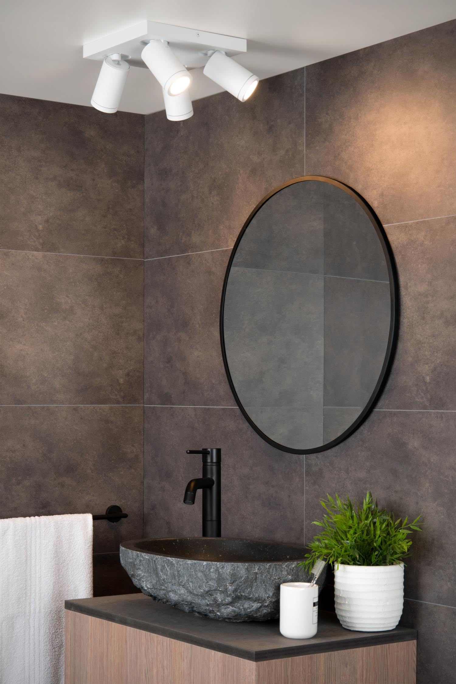 LUCIDE TAYLOR - Deckenstrahler Badezimmer - LED Dim to warm - GU10-4x5W 2200K/3000K - IP44 - Weiß