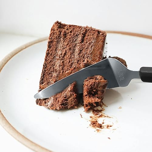 Miniatura 3 de LEGERM Juego de espátulas para servidor Black Pie Premium Cuchillo de acero inoxidable liso y dentado para tartas, pizza y postres Utensilios de