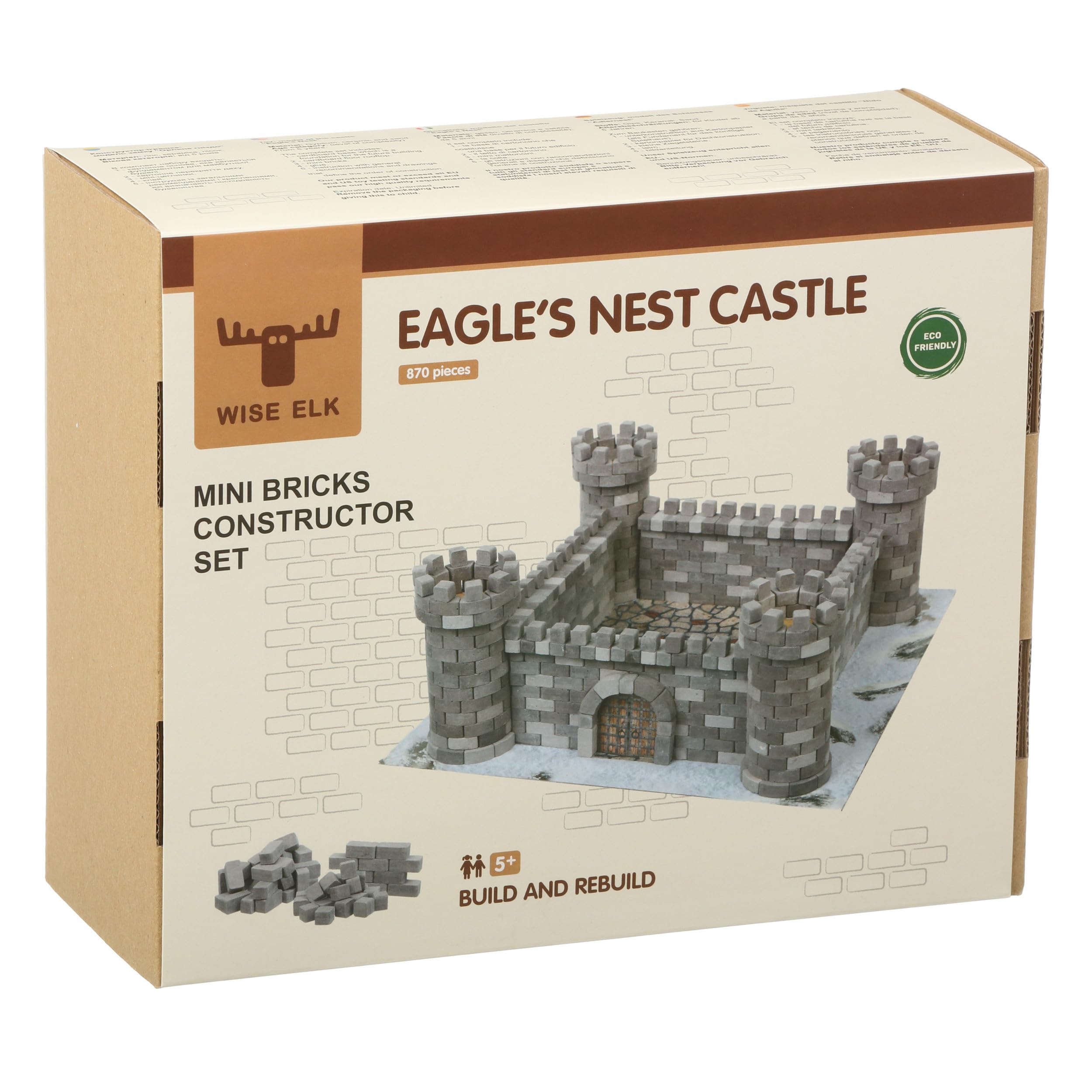 Toy Eagle Nest Castle Educational Gift Construction Set, Real Plaster Bricks, Gypsum Reusable Building Kit, 870 Piece