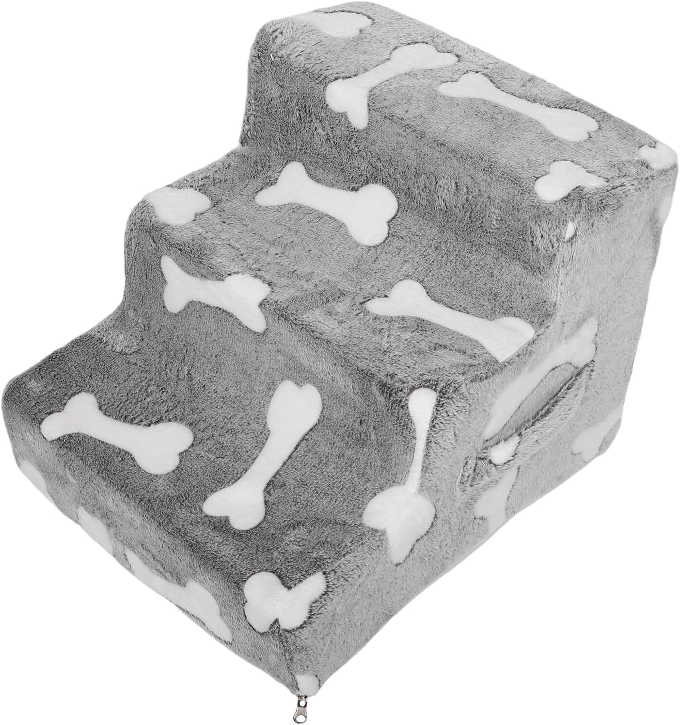 Indoor Non-Slip Pet Stairs for Small Dogs and Cats, Stable Three-Step Ladder with Bone Print (34x40x30cm) for Beds, Couches, and Windows