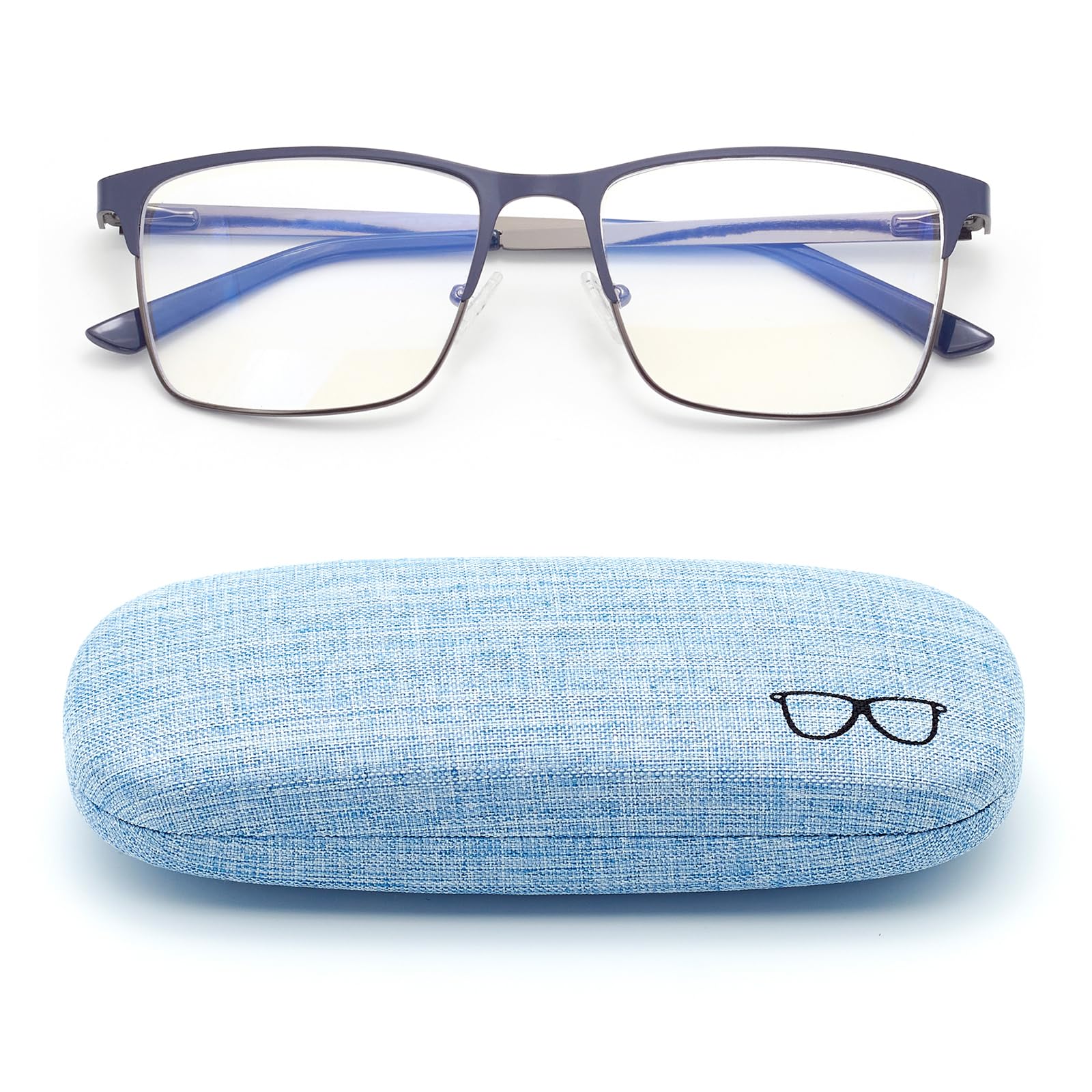 Autojouls 1-Pack Nearsighted Glasses for Distance with Hard Case, Spring Hinge Blue Light Glasses Not Reading Glasses, C3 2.5