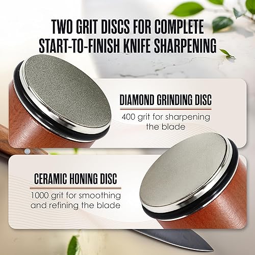 Miniatura 3 de Houseables Afilador de cuchillos magnético, kit de afilador de cuchillos rodantes, rodillo en ángulo de 15 grados y 20 grados, sistema de rueda