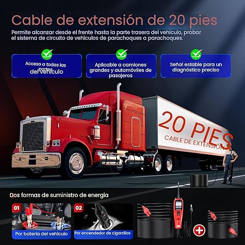 Miniatura 3 de Autel PowerScan - Probador de circuito automotriz, herramienta de sonda de circuito de potencia, buscador de circuitos eléctricos de 12-24 V,