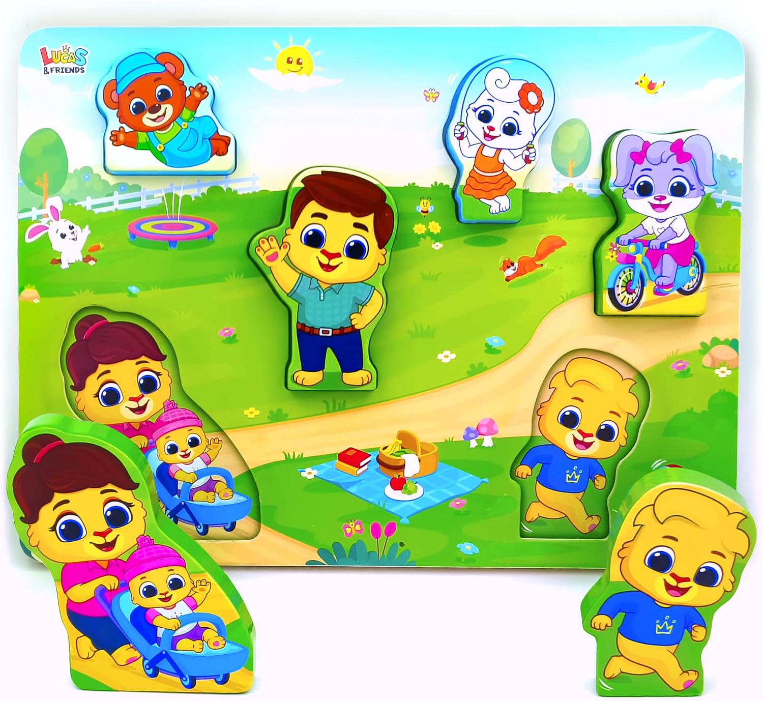 Lucas & Friends Wooden Family Puzzle, Educational Learning Toy, 6 Pieces