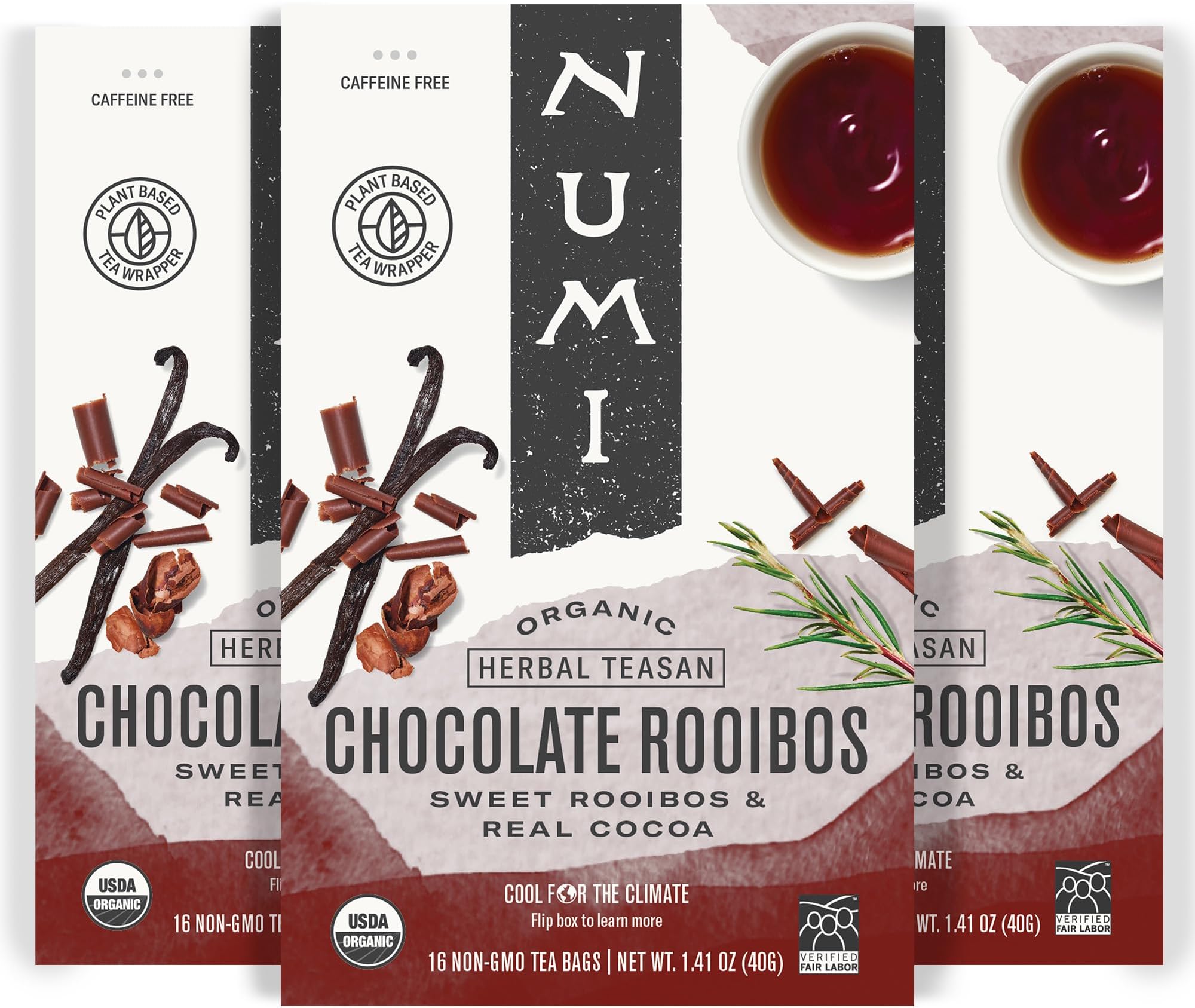 Organic Chocolate Rooibos Tea, 48 Rooibos Tea Bags, Red Tea with Cocoa, Honeybush & Vanilla