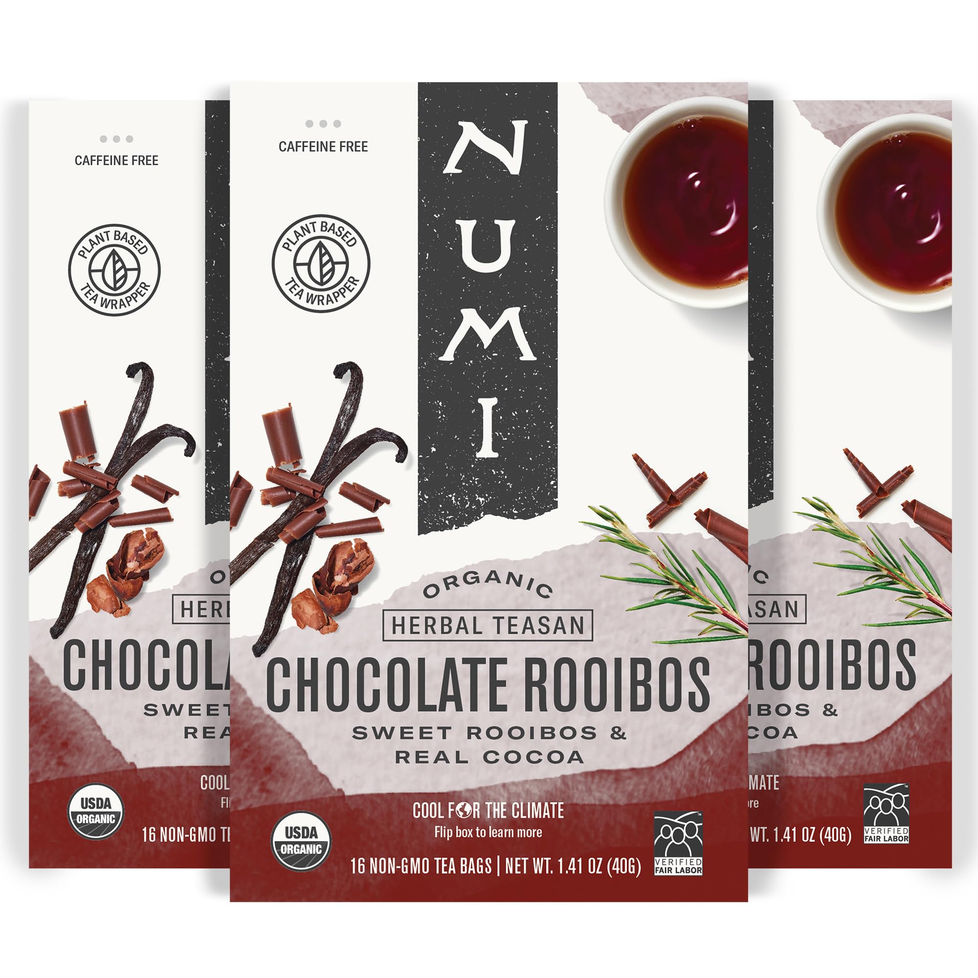 Organic Chocolate Rooibos Tea, 48 Rooibos Tea Bags, Red Tea with Cocoa, Honeybush & Vanilla