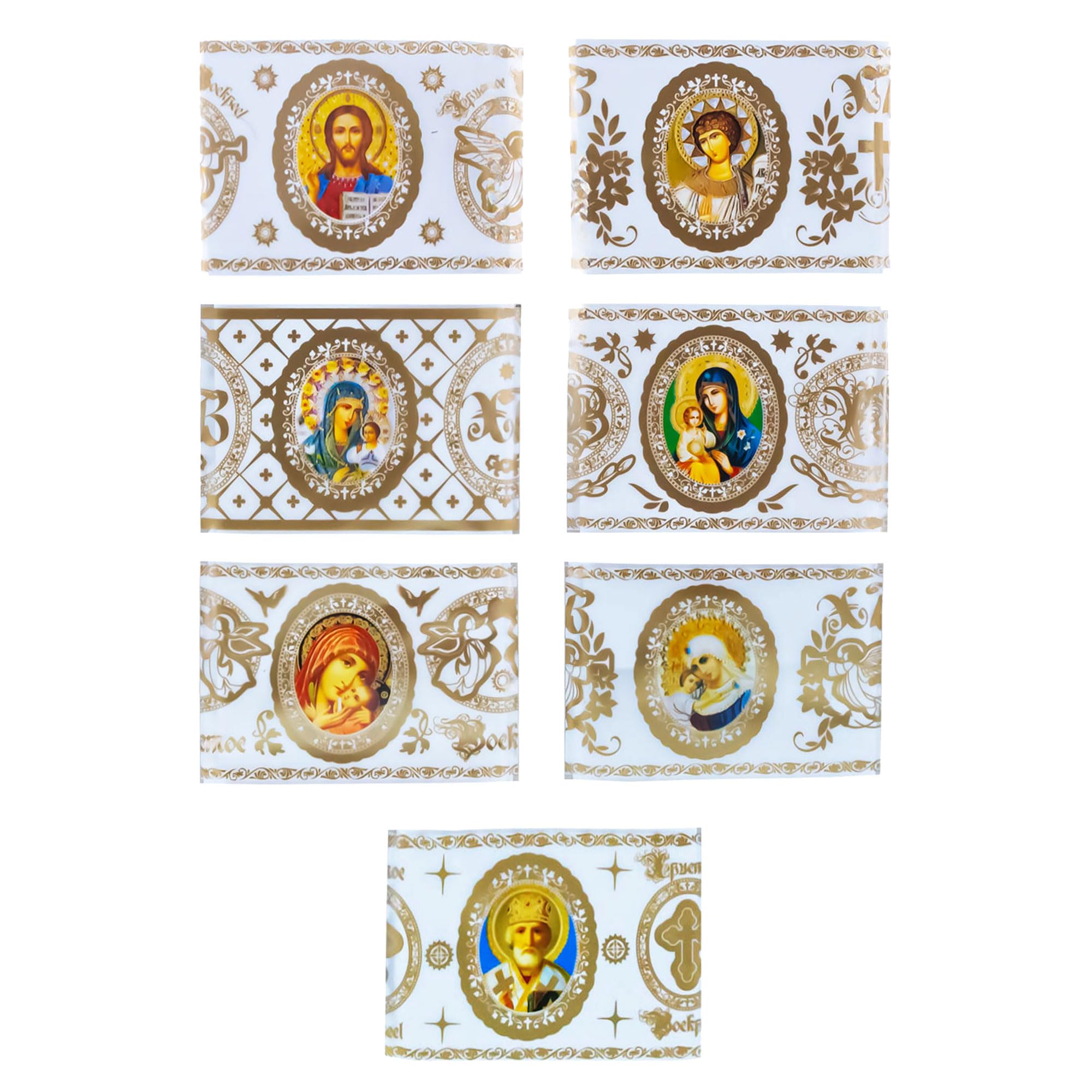 7 Gold & White Orthodox Egg Wraps Sacred Icons Ukrainian Easter Egg Decorating Wraps Heat Shrink Sleeves