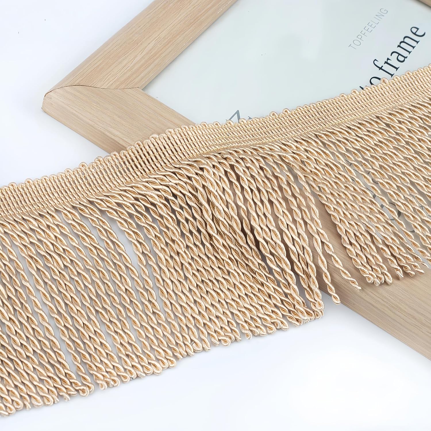 6.5 Yards Curtain Fringes Bullion Fringe Trim, Sewing Fabric Tassel Trims Embellishments Curtain Weights Cloth Sofa Fringes for Cushions Lampshades Clothes (Off-White, 8 Inches Wide)