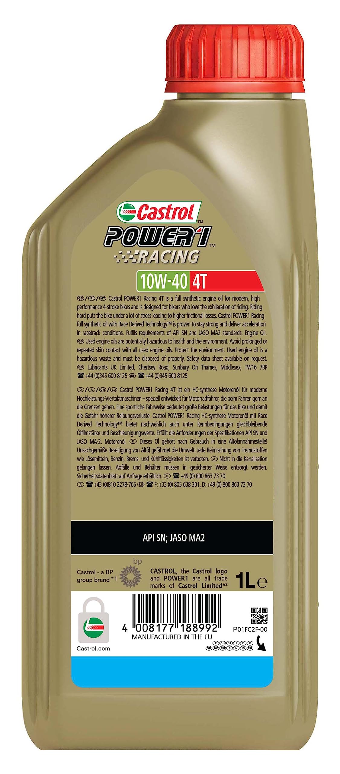 Castrol POWER1 RACING 4T 10W-40 Motorradöl, 1L – Ansicht 2