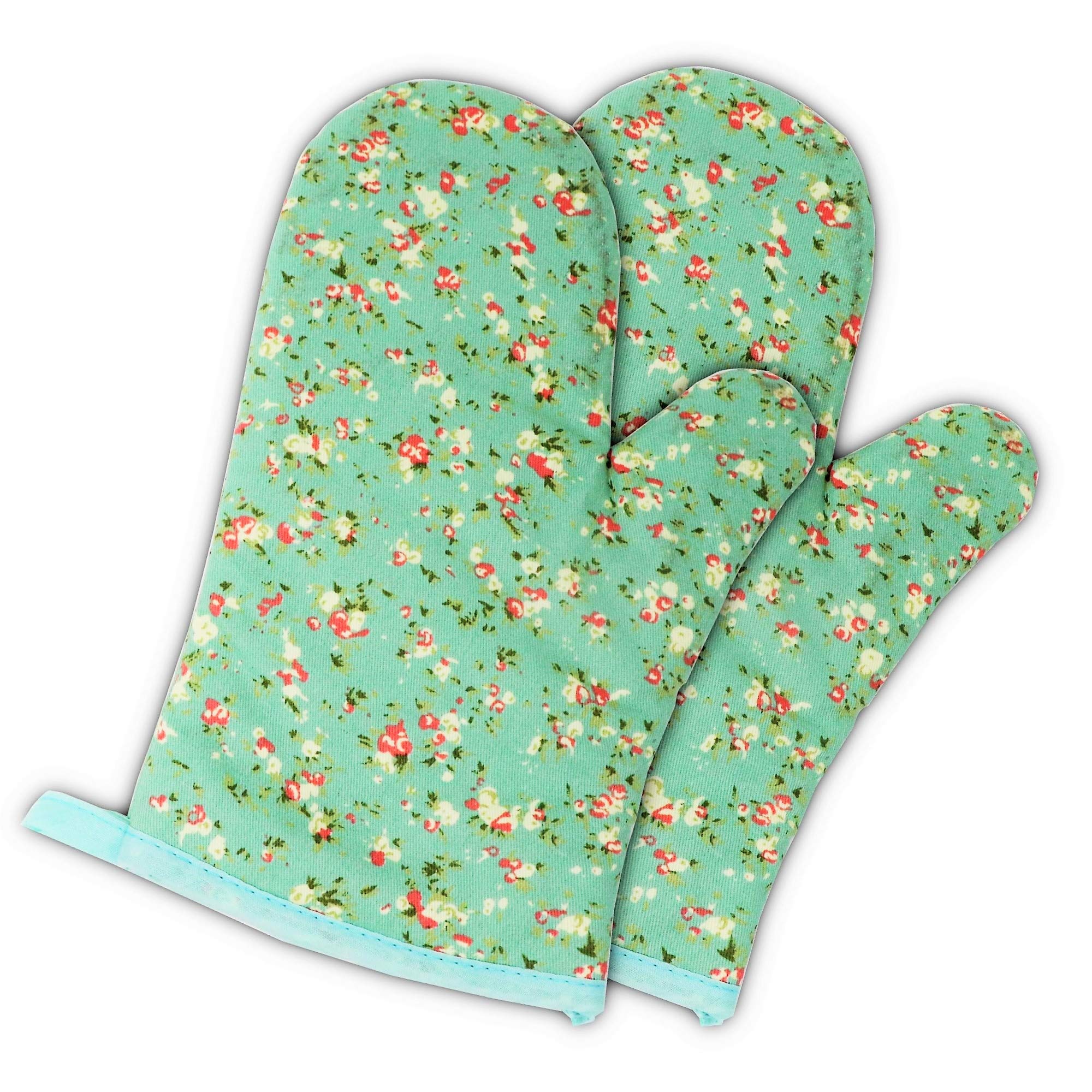 Mittsy Set of Two Oven | Heat Resistant Cotton Kitchen Pot Holder Gloves for Cooking,Barbecue,Baking,Grilling (Christmas Petite Flowers)