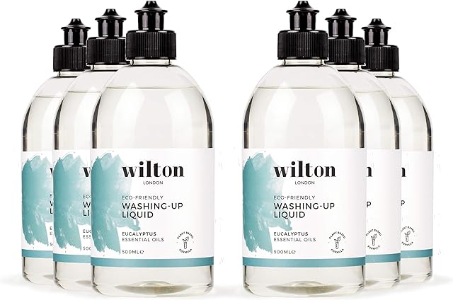 Wilton London Eco Washing-Up Liquid Naturally Scented with Essential Oils (Eucalyptus, 6 Bottles)