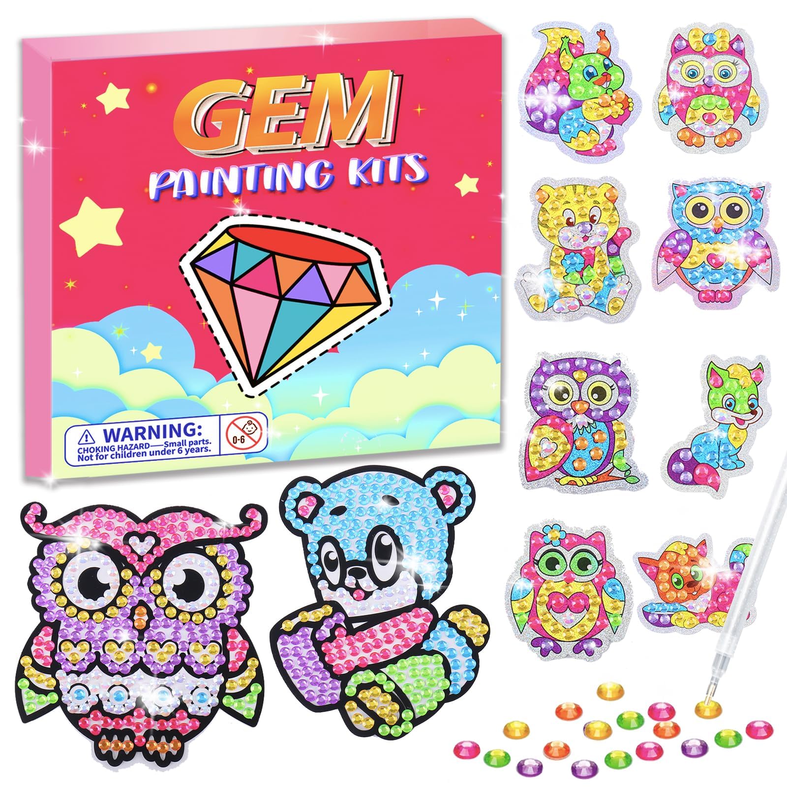 ORIENTAL CHERRY Basteln Mädchen 8 Jahre, Diamond Painting Kinder 12 Diamantkunstaufklebern Geschenke für Mädchen Kleinkinder Alter von 6-12 Jahren, Bastelset Kinder ab 6 jahre