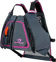 Owntop Jaquetas de Natação para Adultos, Alça de Segurança Ajustável, Colete de Natação Feminino para Caiaque, Coletes de Flutuação para Pesca, Natação, Stand-Up Paddle (Cinza-Rosa, M/L)