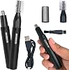 4-in-1 Rechargeable Nose Hair Trimmer for Women & Men - Painless EyebrowFacialEar Hair Remover, Waterproof Portable Grooming Kit with Dual Blades & Safety Guard Black