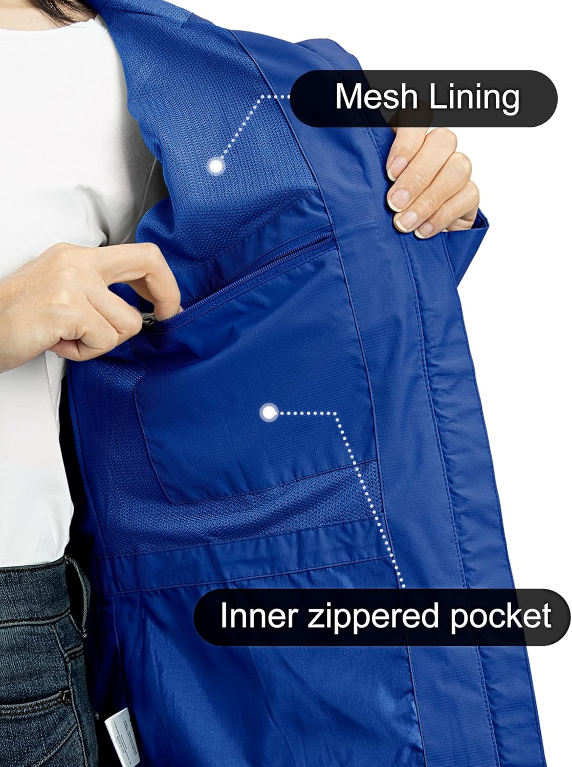 Outdoor Ventures Packable Rain Jacket Women Lightweight Waterproof Raincoat with Hood Cycling Bike Jacket