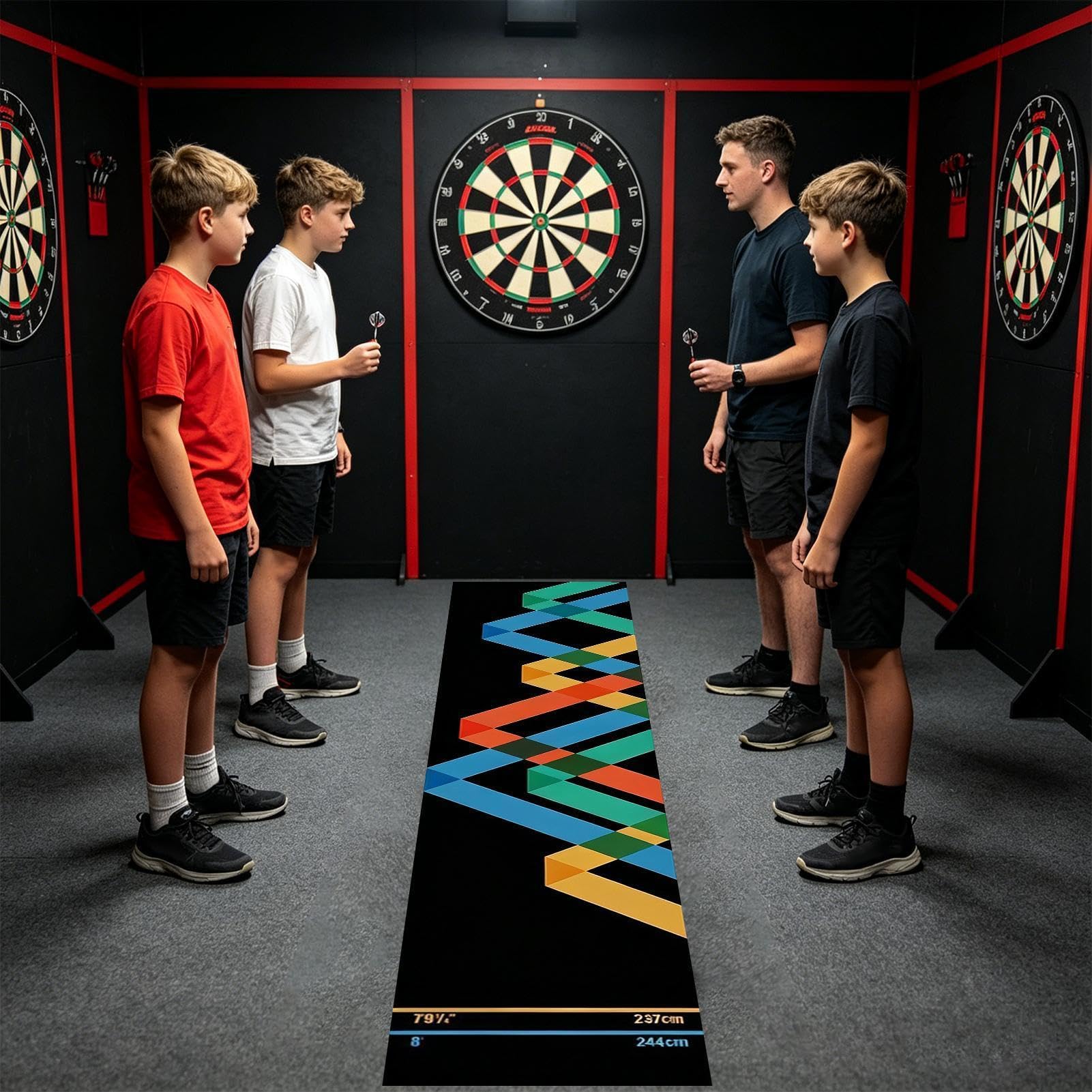 Tapis de fléchettes en velours antidérapant portable avec précision pour salle de jeux, sous-sol, garage, bureau, salle de pause