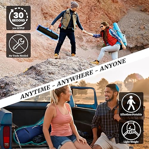 Miniatura 5 de Tranquillo - Juego de 2 hamacas plegables y portátiles, con capacidad de 550 libras para 2 personas, con soporte, correas de árbol, bolsas de