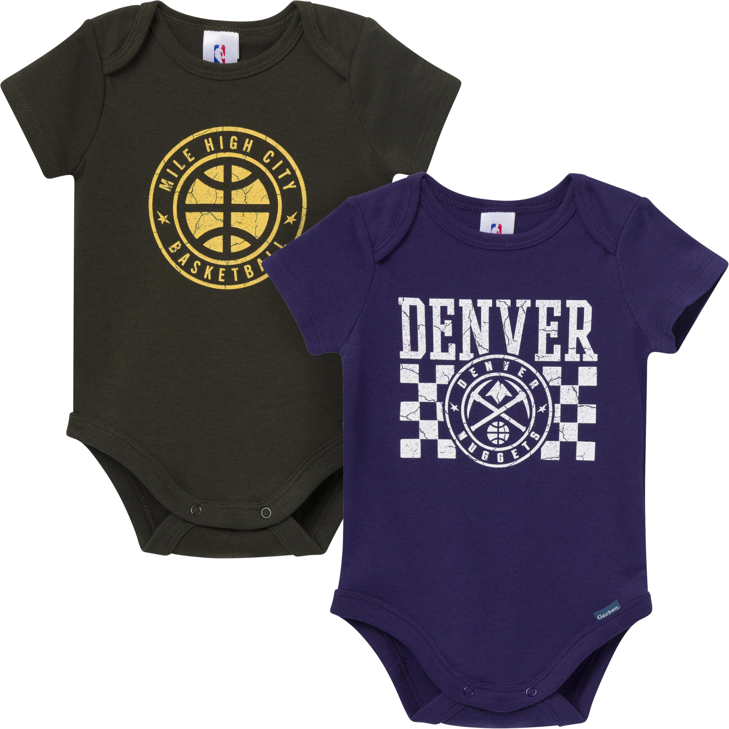 Gerber Baby NBA Boys &amp; Girls 2-Pack Short Sleeve Onesie Bodysuits