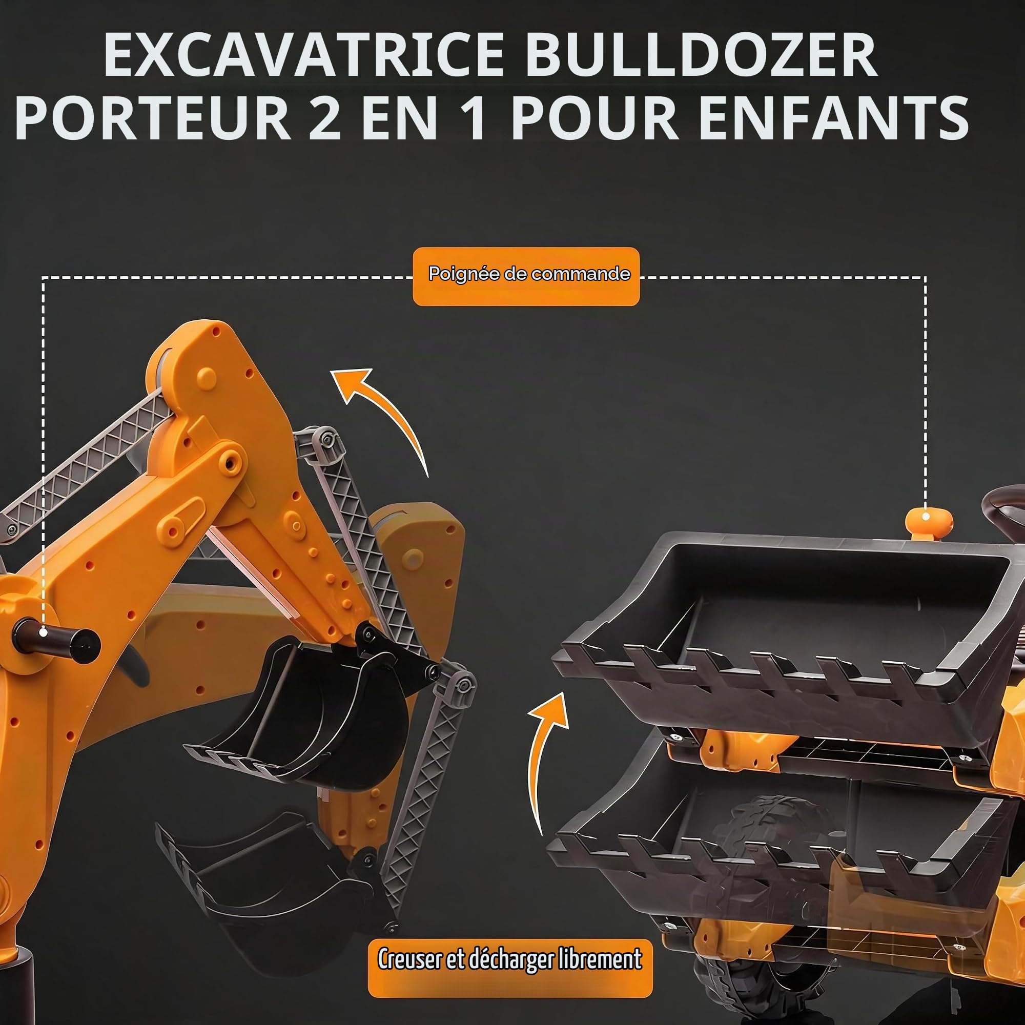 12V Tracteur Électrique pour Enfants avec Pelle Mécanique