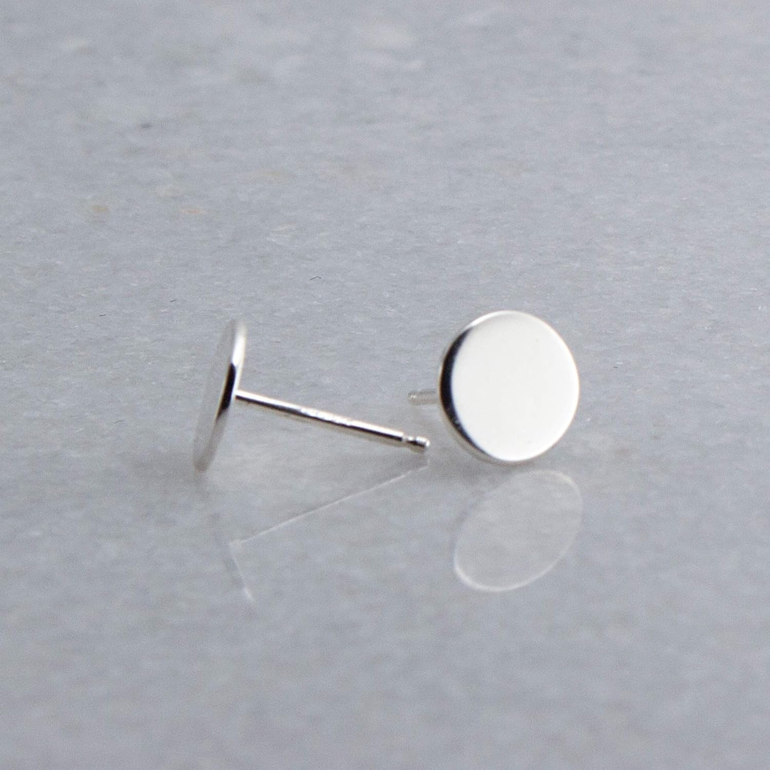 7mm Round Disc Shiny Finish Sterling Silver Post Stud Piercing Earrings Jewelry for Women Men