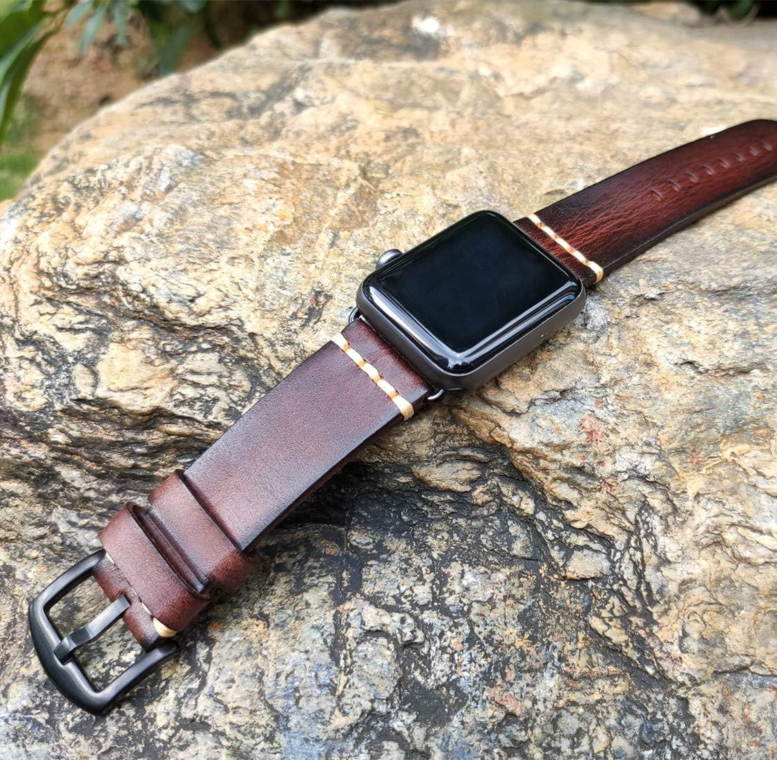 🔥 Cаѕhbасk uр tо 70% Compatible for Apple Watch Band 42mm 44mm 45mm Men,Top Grain Leather Band Replacement Strap iWatch Series 7/6/5/ 4/ 3/ 2/ 1,SE,Sport, Edition. (coffee/Black buckle, 42mm44mm45mm)