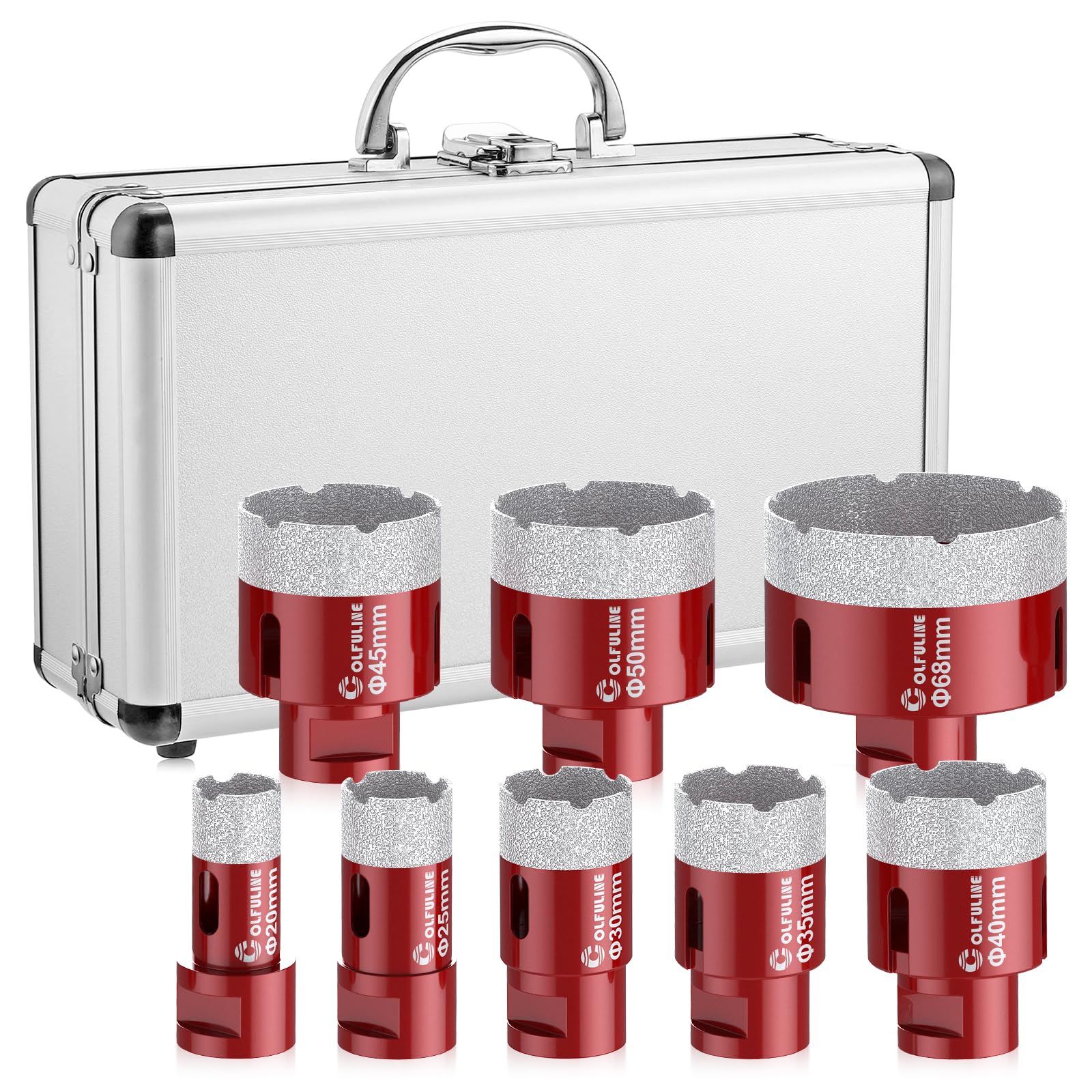 COLFULINE 8 Pezzi M14 Set di Punte Diamantate per Trapano con 20/25/30/35/40/45/50/68mm per Vetro Piastrelle Granito Porcellana Ceramica