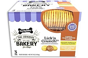 Three Dog Bakery Lick'n Crunch Sandwich Cookies Premium Dog Treats Healthy For...