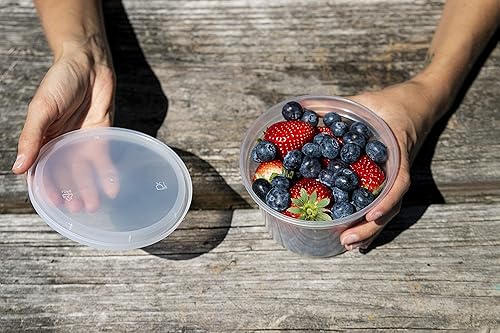 Miniatura 4 de Deli - Recipientes de almacenamiento de alimentos de plástico con tapas herméticas (25 juegos de 16 oz25 juegos de 32 oz), ideal para microondas,