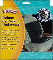Vista 6 de Nuby On The Go Kids - Alfombrilla protectora para asiento de automóvil, protege la tapicería de hendiduras, arañazos y derrames, color negro