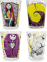 Silver Buffalo Disney Nightmare Before Christmas Featuring Oogie Boogie, Sally, and Jack Skellington 4 Pack Mini Glasses, 1.5 Ounces