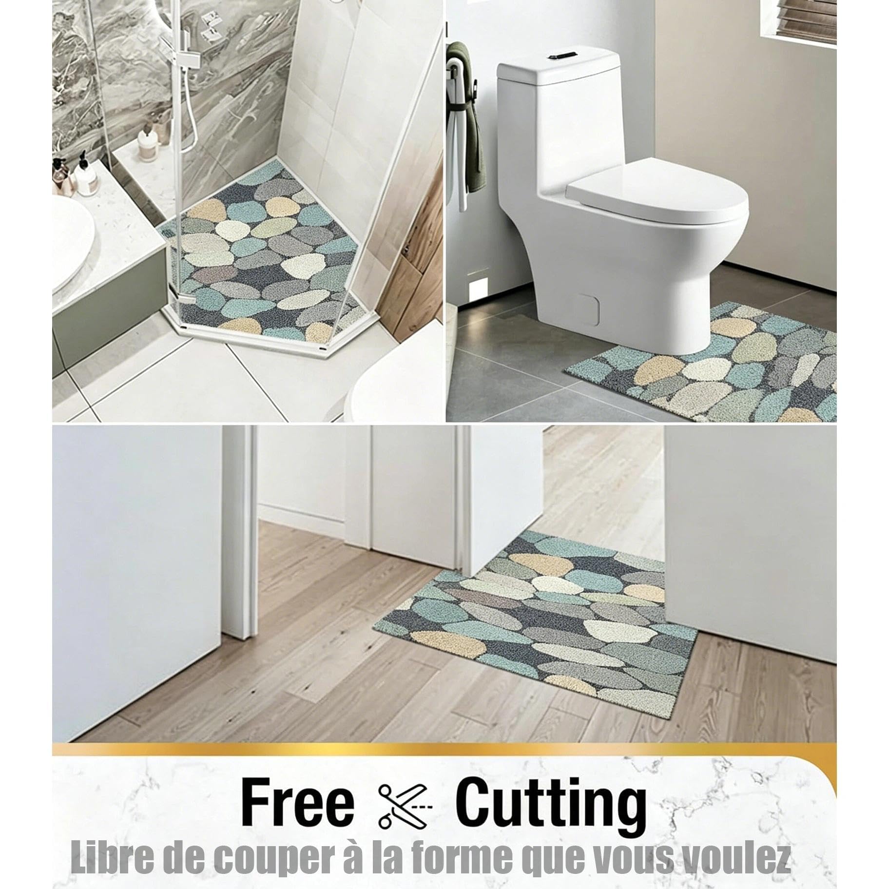 Tappetino doccia antiscivolo 80x120 cm Stile contemporaneo Tappeto doccia antiscivolo Morbido e confortevole PVC Tappeto antiscivolo doccia, alta permeabilità all'acqu