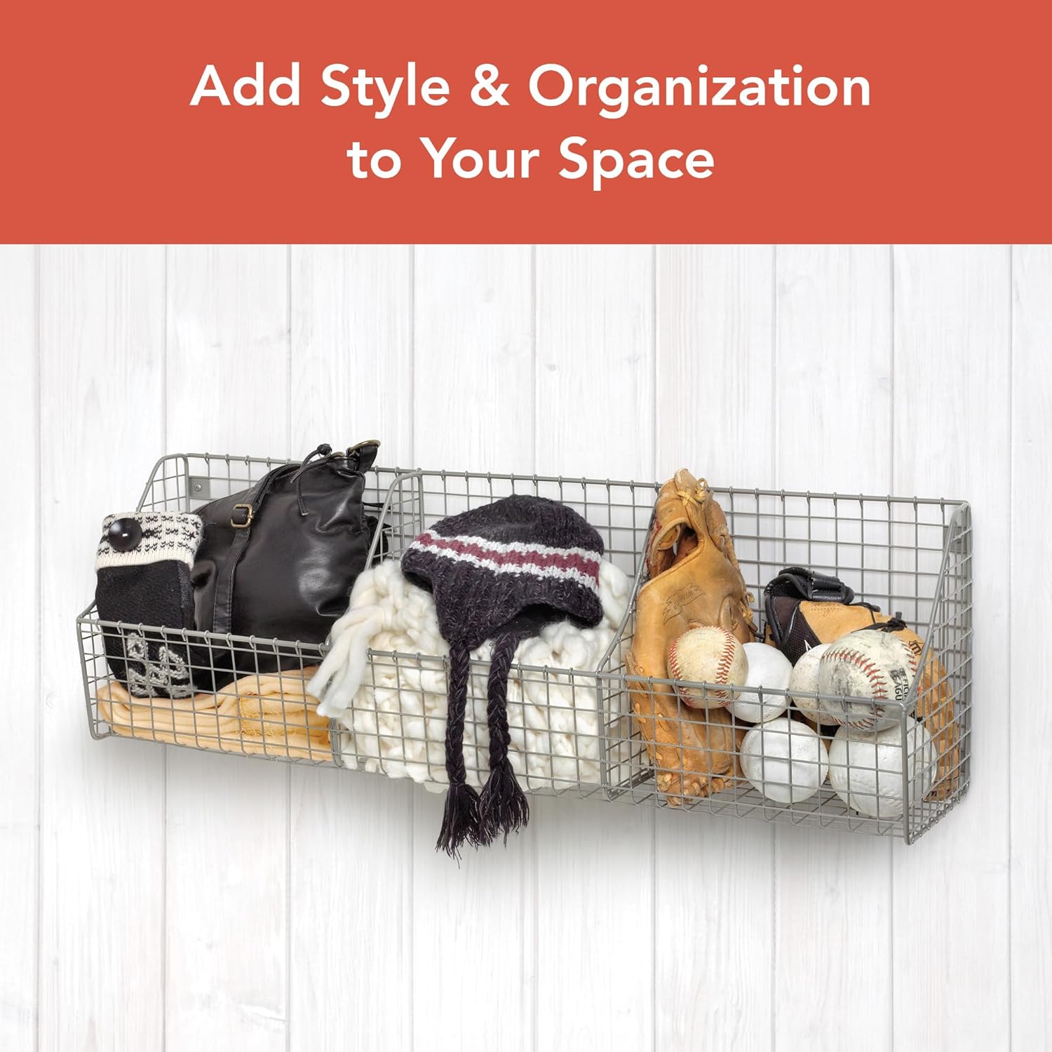 Spectrum Diversified Wall Mount Triple Storage Basket, Satin Nickel