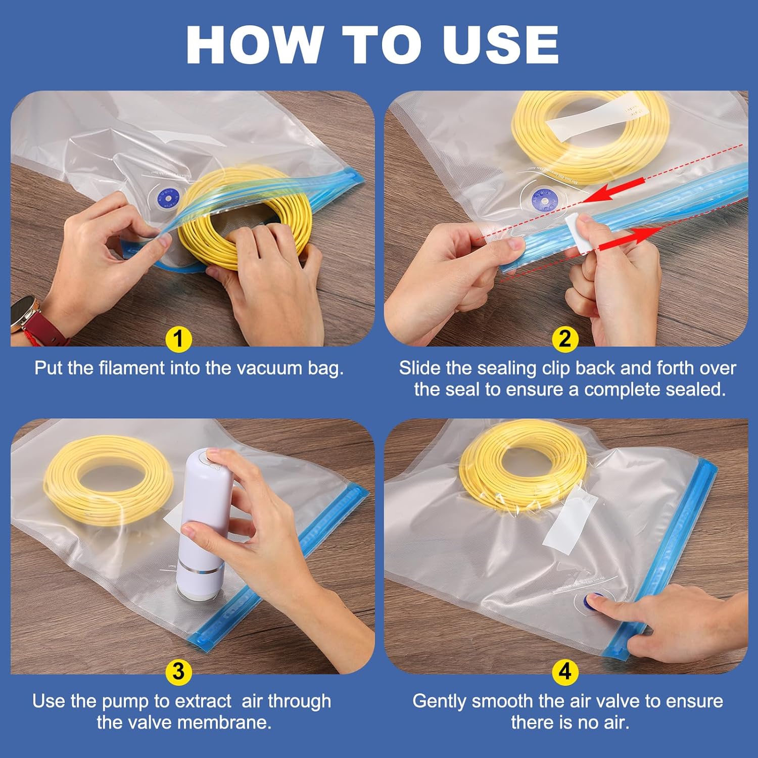 MECCANIXITY 50pcs Filament Storage Bags, 11x13 Inch Plus Size 3D Printer Accessories Vacuum Storage Bags, Keep Filament Dry Sealed Kit with Humidity Card