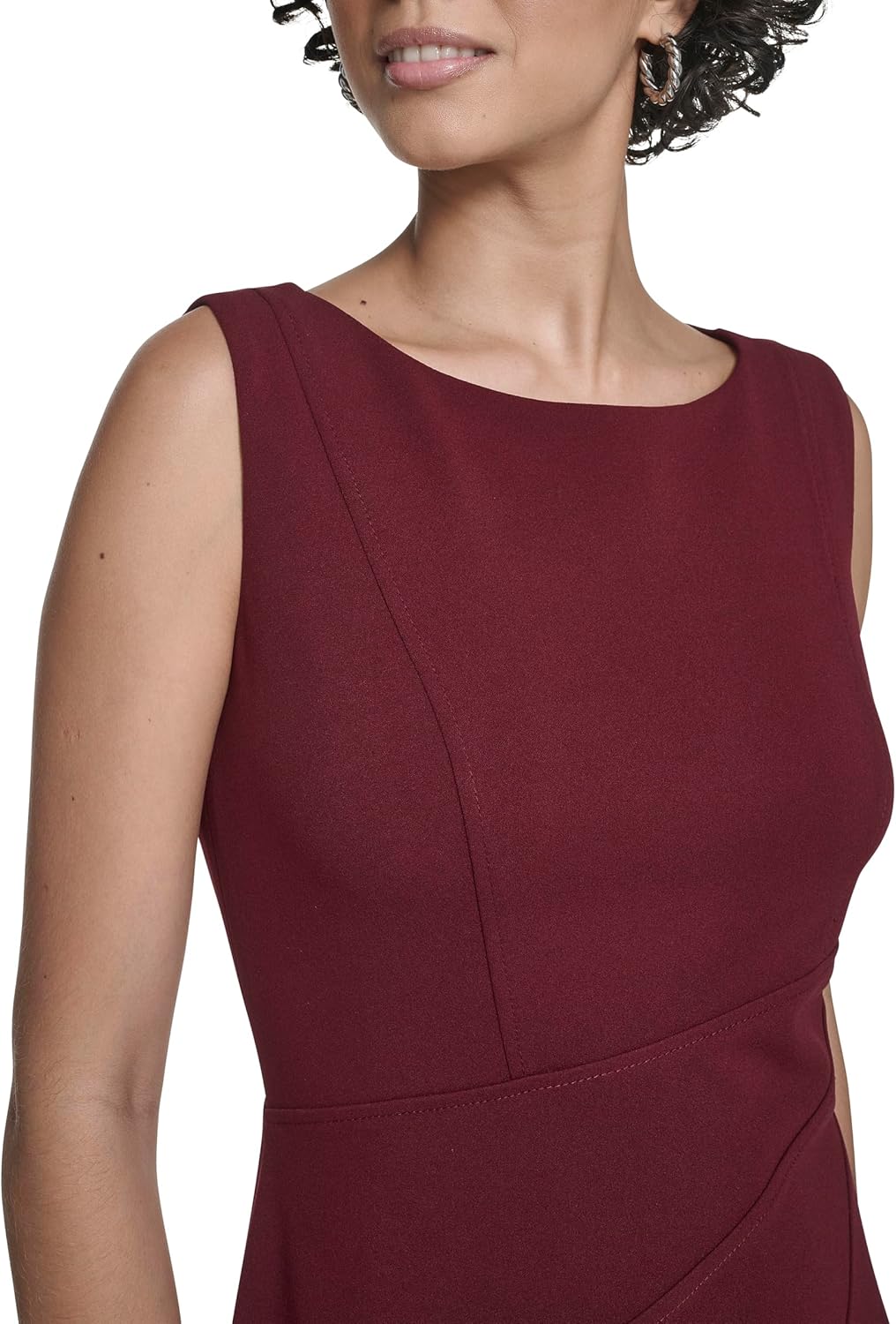 Calvin Klein Womens Sleeveless Crepe Midi A-line Dress - Image 5